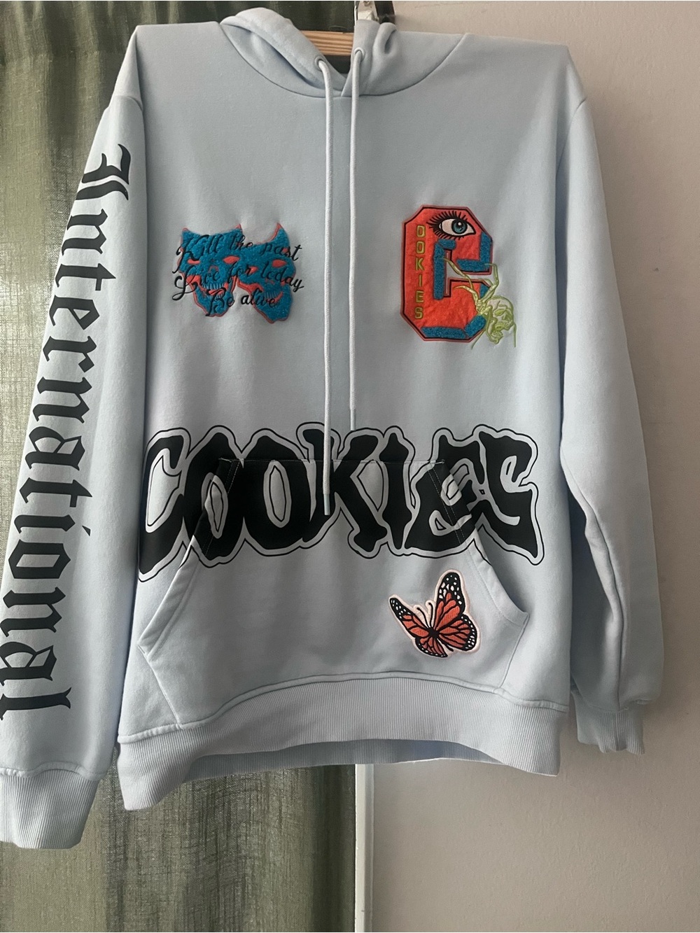 Cookie Monsters Light Blue Kids Hoodie Jacket with Graphic Patches